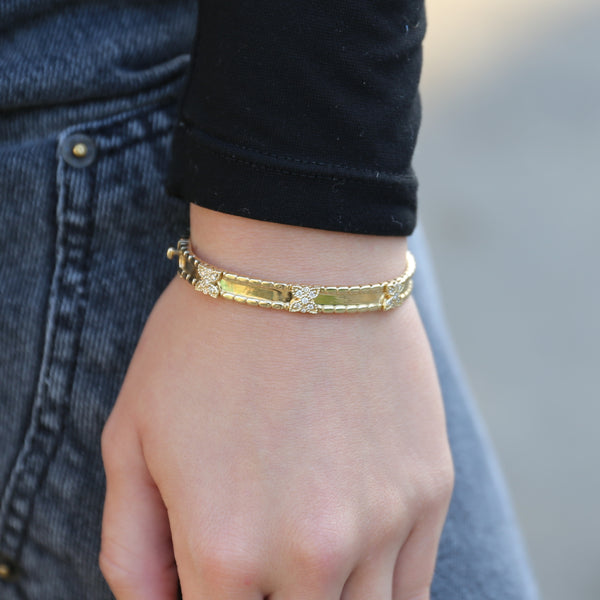 Diamond Butterfly High Gloss Gold Bangle