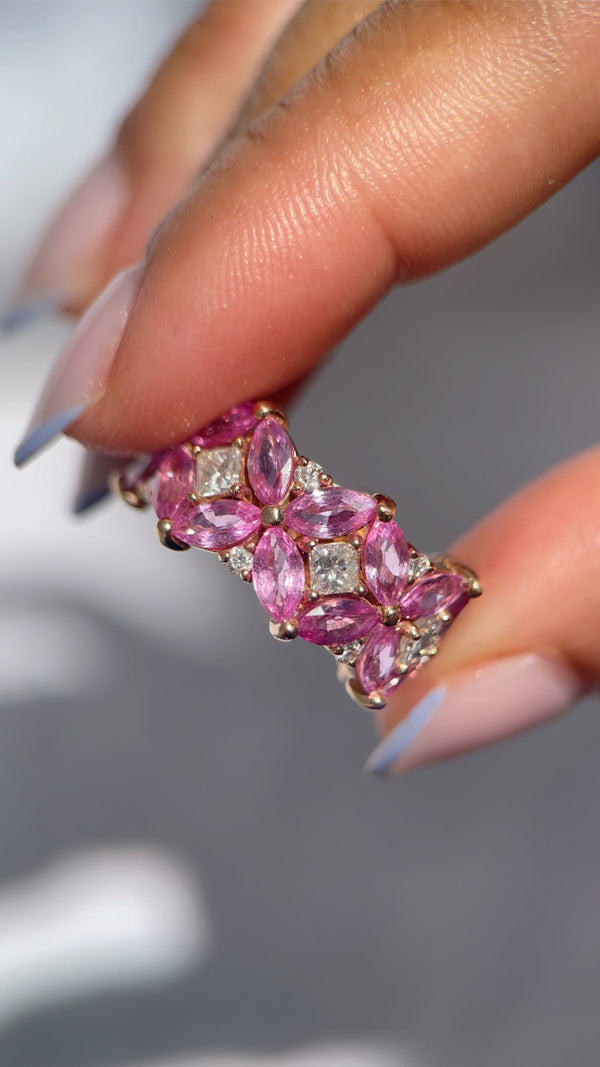 Pink Sapphire Butterfly Eternity Ring