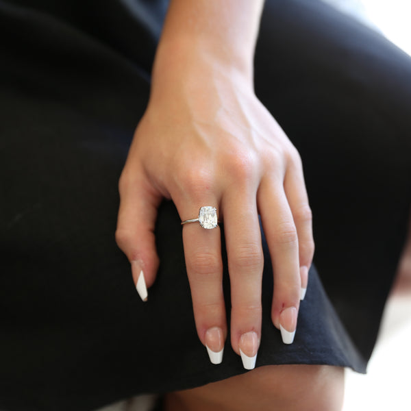 4ct Old Mine Cushion Cut Lab Diamond Ring