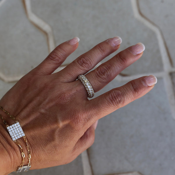 Adjustable Three Row Diamond Eternity Band 18k gold