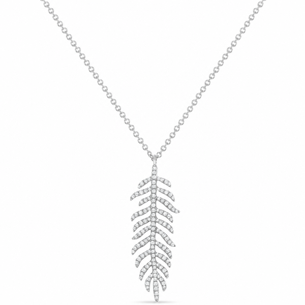 Leaf of Diamonds Pendant 14k gold