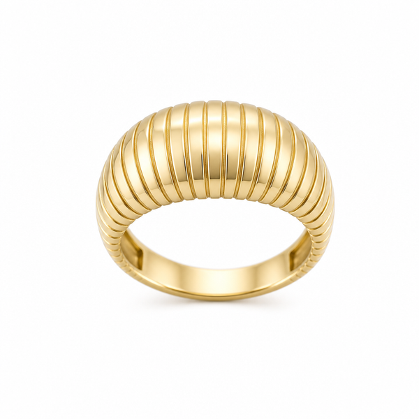 Lined 14k Gold Dome Tapered Ring