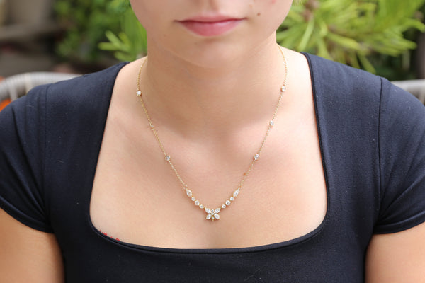 Multi Shaped Lab Diamond Butterfly Necklace