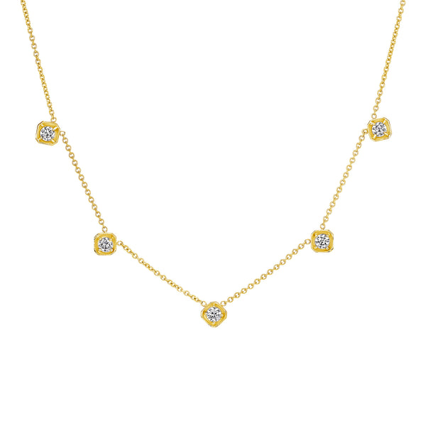 5 Stone Hexagon Diamond Necklace