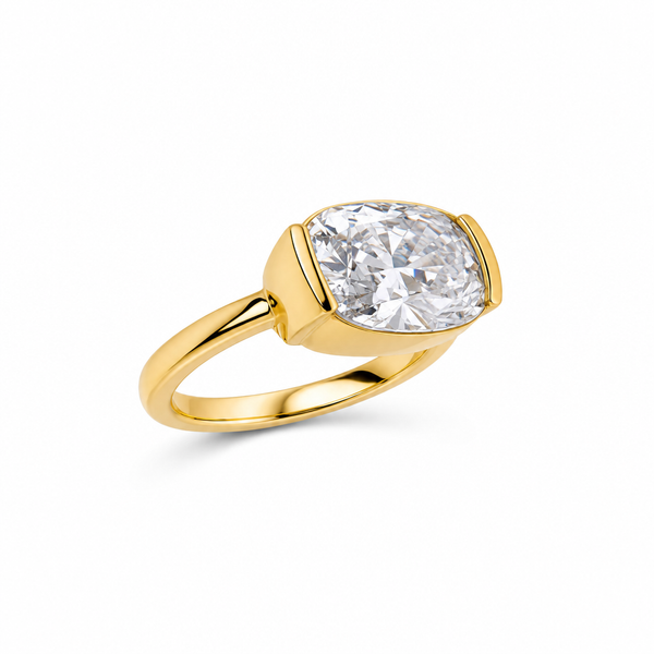 3.5ct Old Mine Cushion Cut Lab Diamond Ring