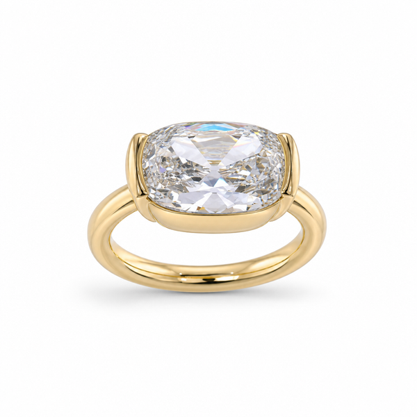 3.5ct Old Mine Cushion Cut Lab Diamond Ring