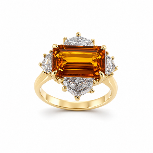 5ct Orange Sapphire Ring With Diamonds