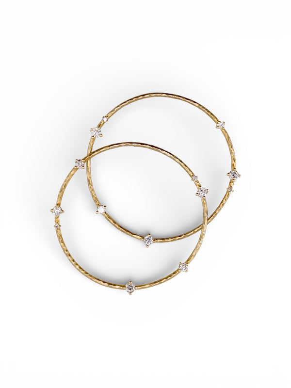 14k Floating Diamond Large Hoops