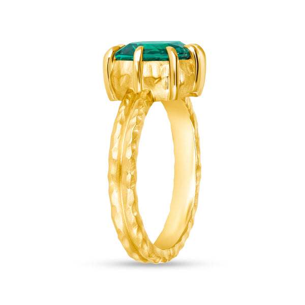 3 Carat Vintage Modern Lab Emerald Ring