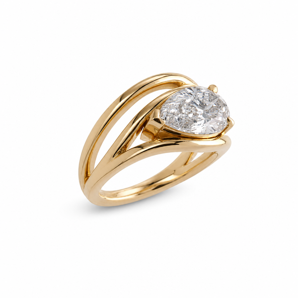 Three Ring Pear w Pavé