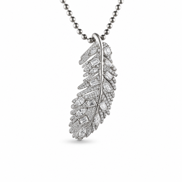 Titanium 5.75ct Lab Diamond Feather Pendant