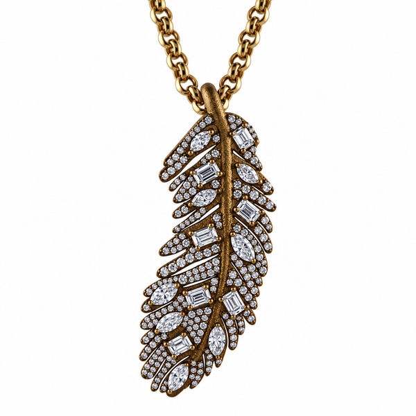 Titanium 5.75ct Lab Diamond Feather Pendant