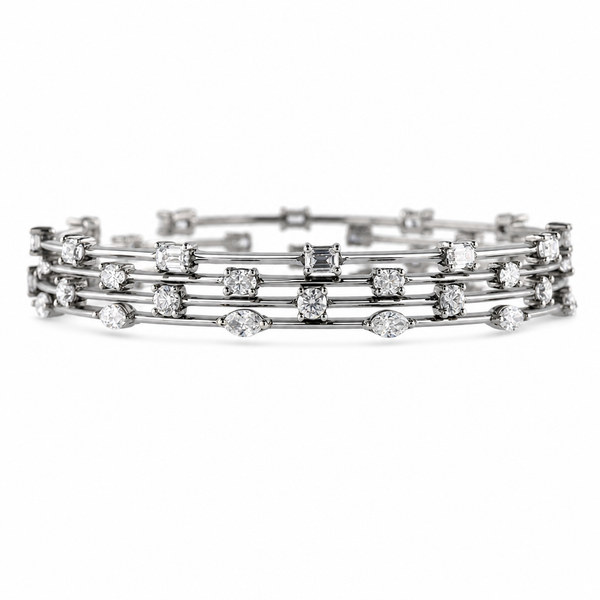 Titanium Flexible Emerald Cut Lab Diamond Bracelet