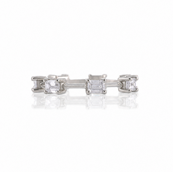 Titanium Dainty Stackable Emerald Cut Lab Diamond Ring