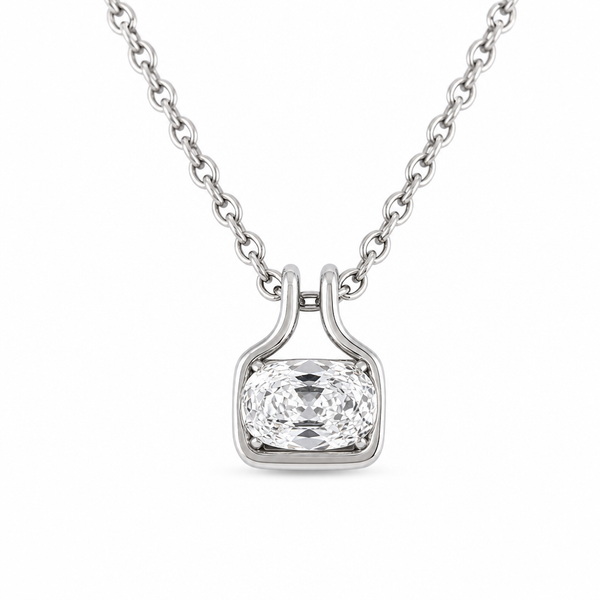 Titanium Double Hoop 3.5 ct Lab Diamond Pendant on Link Chain