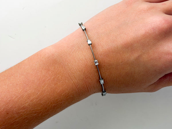 Titanium Emerald Cut Lab Diamond Bangle
