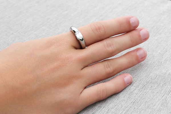Titanium Large Dome Lab Diamond Stackable Ring