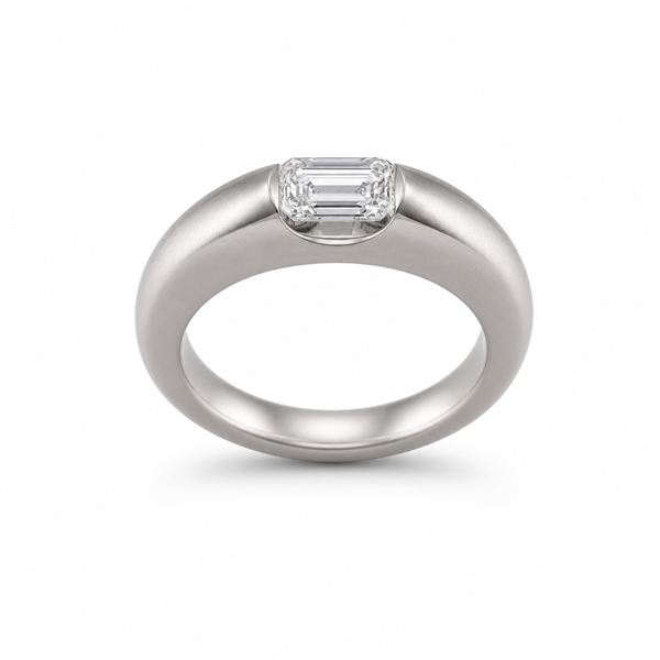 Titanium Large Dome Lab Diamond Stackable Ring