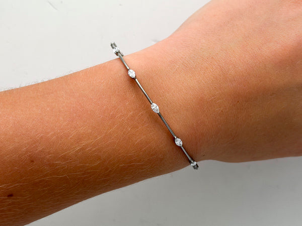 Titanium Marquis Cut Lab Diamond Bangle