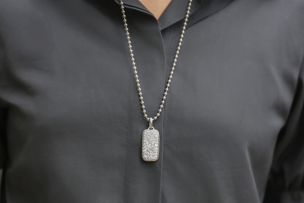 Titanium Organic Pavé Lab Diamonds Dog Tag