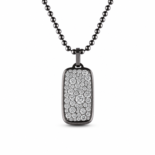 Titanium Organic Pavé Lab Diamonds Dog Tag
