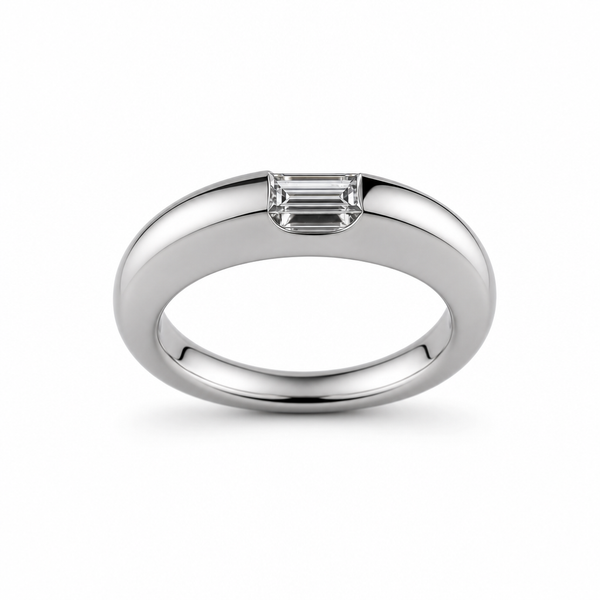 Titanium Small Dome Lab Diamond Stackable Ring
