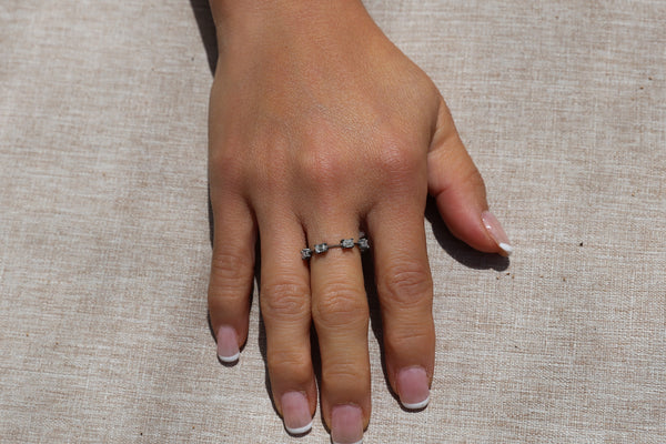 Titanium Dainty Stackable Emerald Cut Lab Diamond Ring