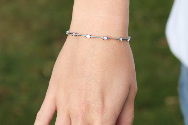 Titanium Flexible Emerald Cut Lab Diamond Bracelet