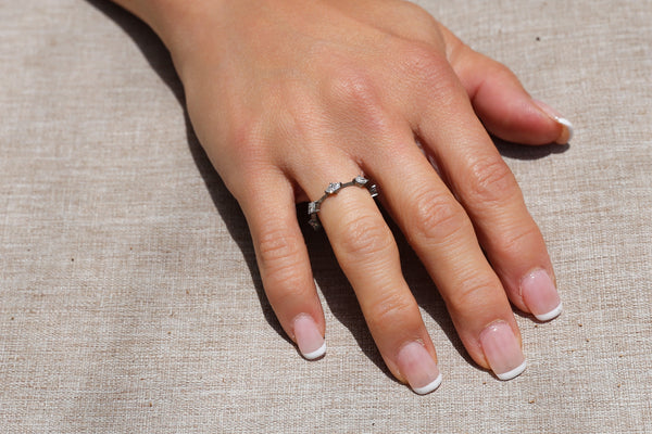 Titanium Dainty Stackable Marquis Lab Diamond Ring