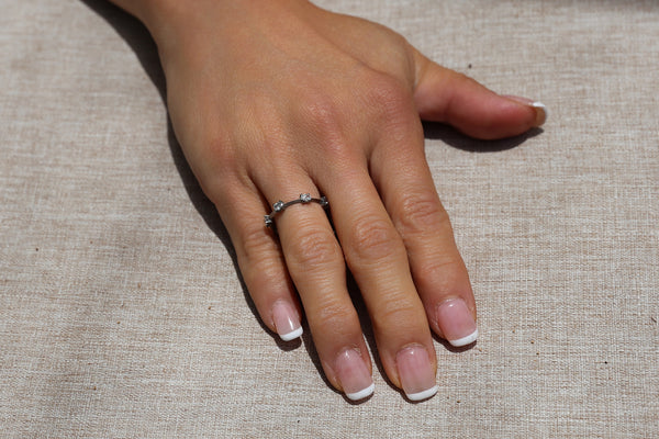 Titanium Dainty Stackable Oval Lab Diamond Ring