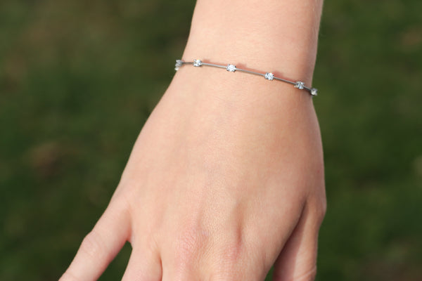 Titanium Oval Cut Lab Diamond Bangle