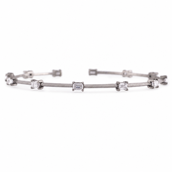 Titanium Flexible Emerald Cut Lab Diamond Bracelet