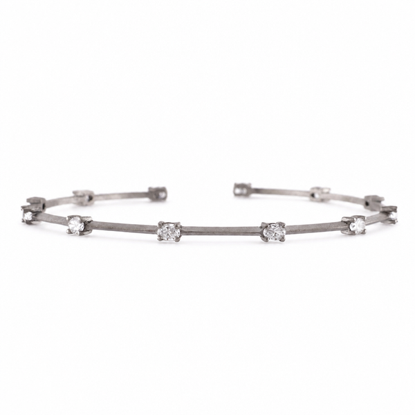 Titanium Flexible Oval Cut Lab Diamond Bracelet