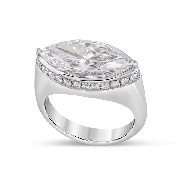 Titanium Marquise Lab Diamond Ring