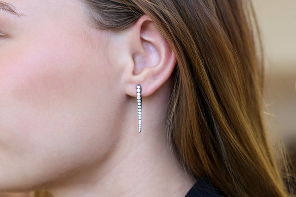 Titanium and Lab Diamond Drop Stick Hoops