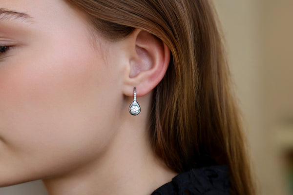 Titanium and Lab Diamond Drop Earrings