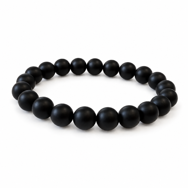 Men's Small Black Jade Bead Bracelet