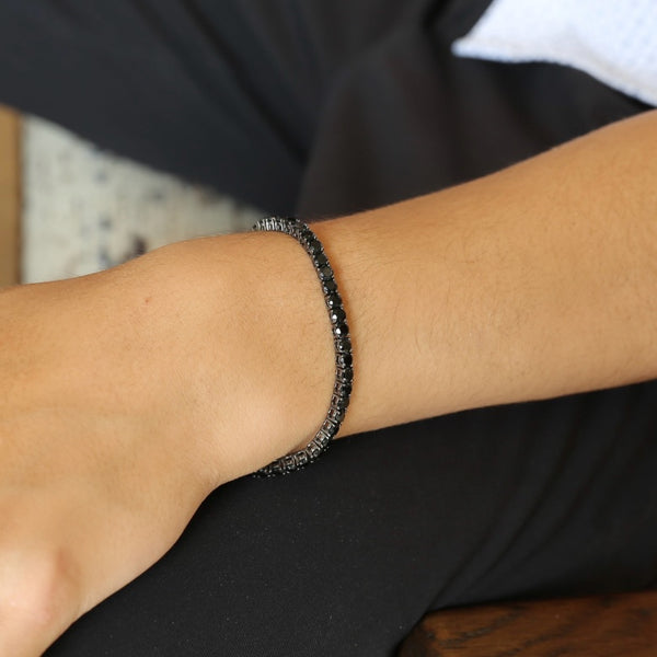 Black Spinel Tennis Bracelet in Sterling Silver