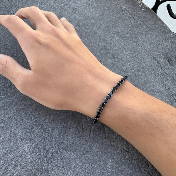 Black Spinel Tennis Bracelet in Sterling Silver