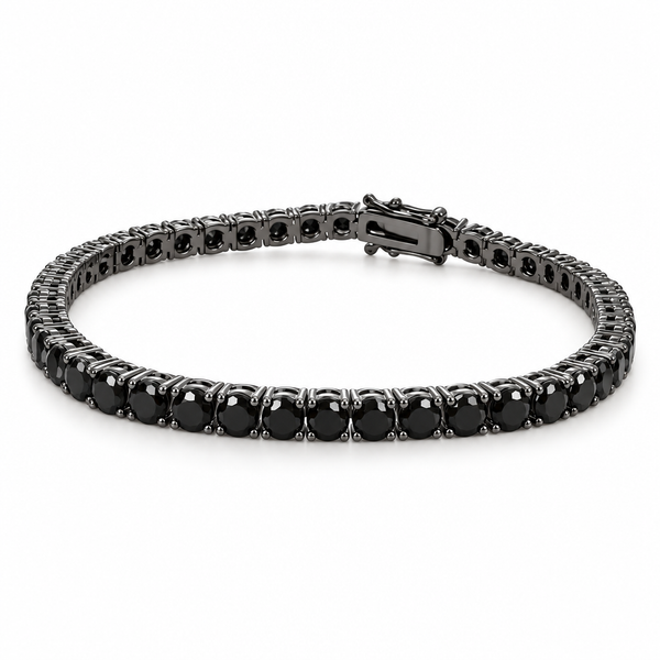 Black Spinel Tennis Bracelet in Sterling Silver