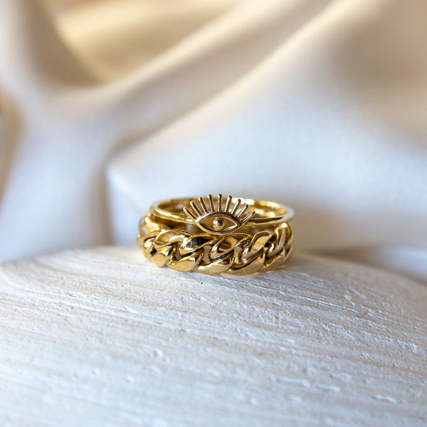 Cuban Link Bar 14k Gold Ring