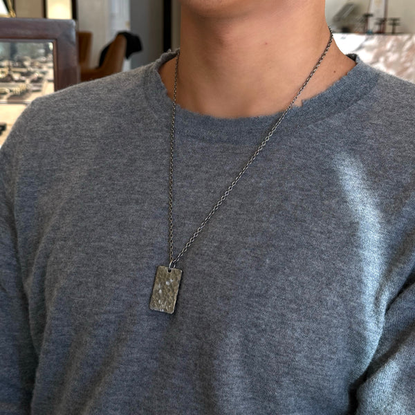 Men's Hammered Titanium Dog Tag
