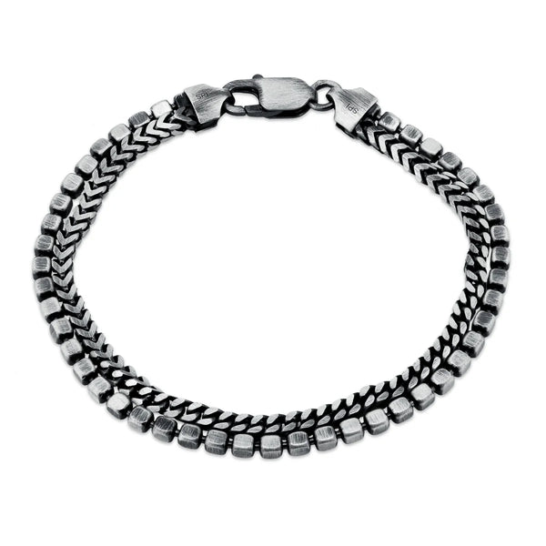Men's Two Strand Sterling Silver Bracelet