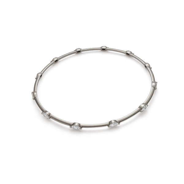 Titanium Marquis Cut Lab Diamond Bangle