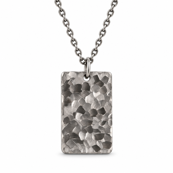 Men's Hammered Titanium Dog Tag