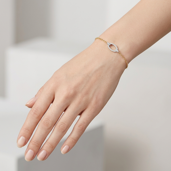 Double Sided Diamond Oval Charm Bracelet
