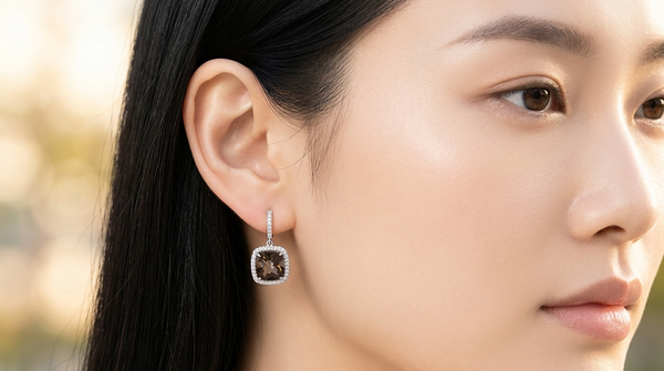 Diamond and Topaz Drop Earrings with Stud