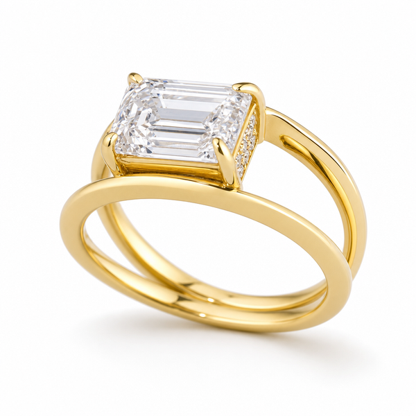Knife Edge with Side Pavé Lab Diamond Ring