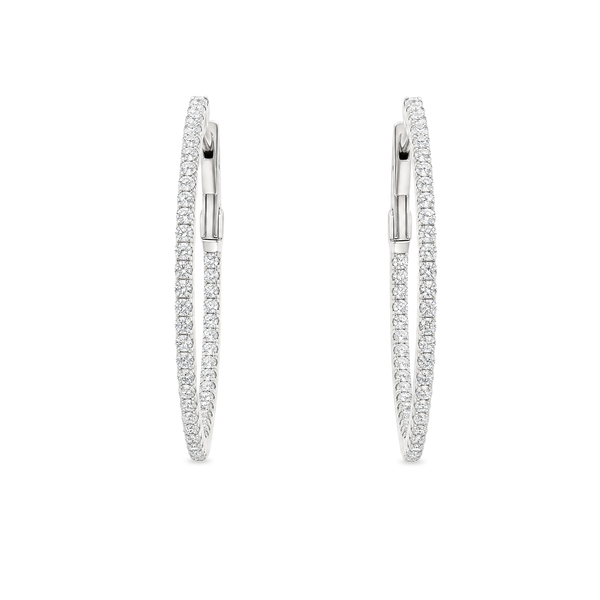 14K White Gold 0.62 Diamond Hoops