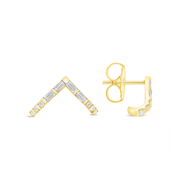 Diamond Baguette V Earrings
